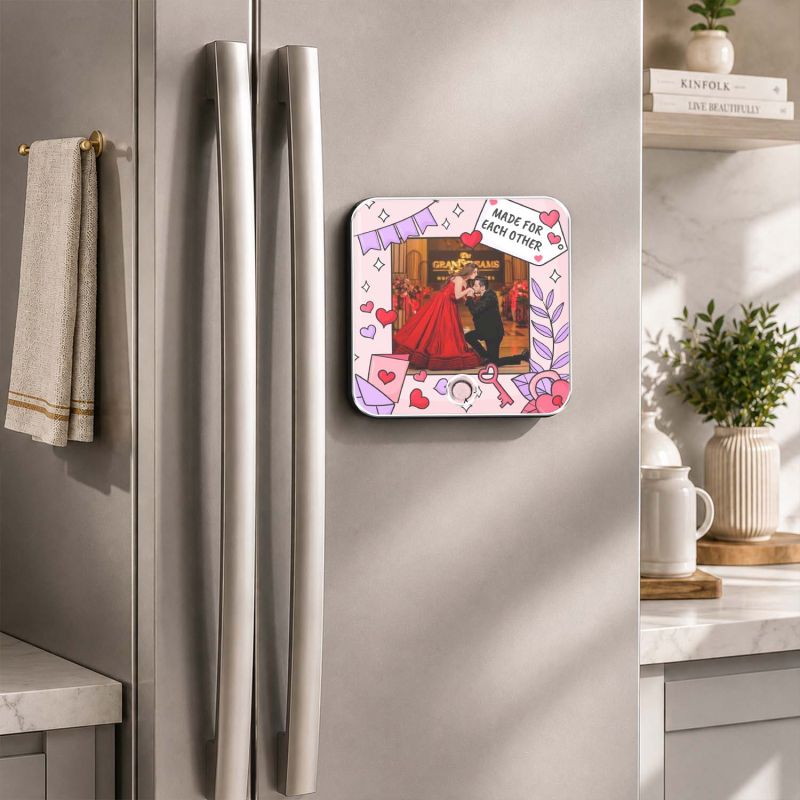 Made for Each Other Gift for Couples Personalized Musical Fridge Magnet with Rechargeable for Wife & Husband